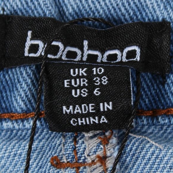 Boohoo Double Waistband Detail Fray Hem Denim Shorts - NWT - Size 6 - Picture 8 of 12